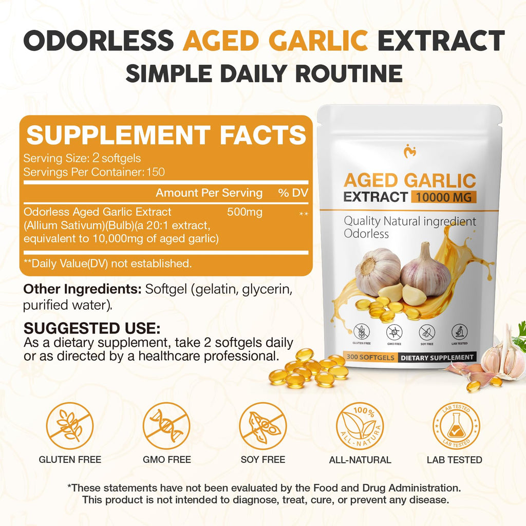 Odorless Garlic Supplements 300 Softgels M6941