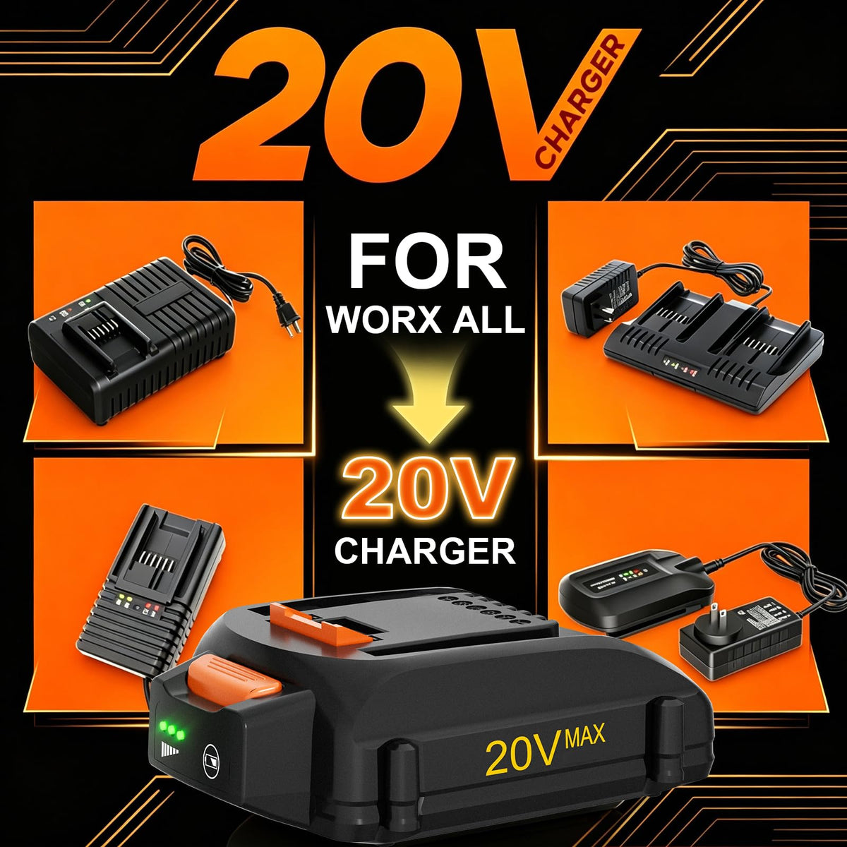 2-Pack 4.0Ah Replacement 20V Battery D129