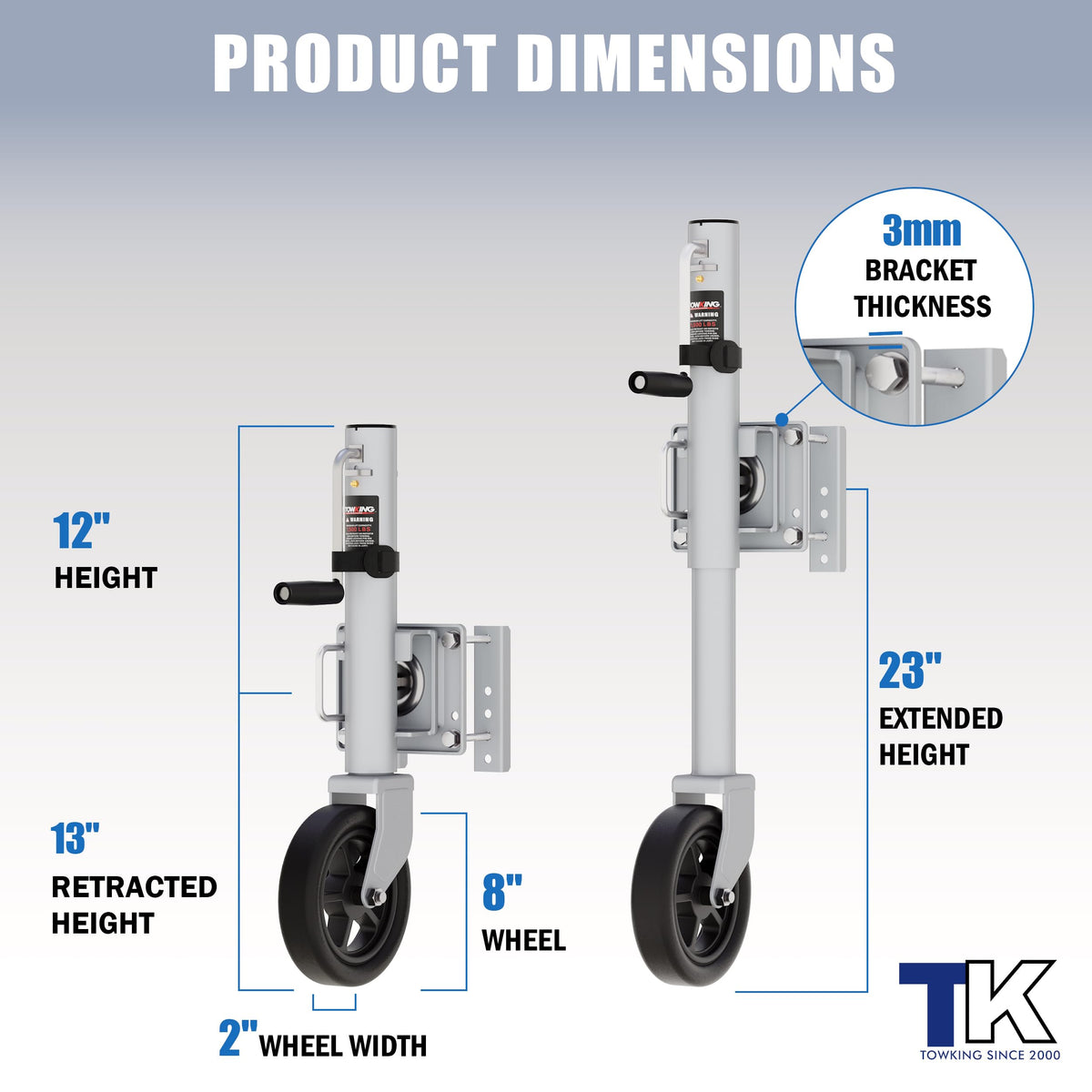 8" Swivel Trailer Jack, 1500 lbs, 10" Lift V937
