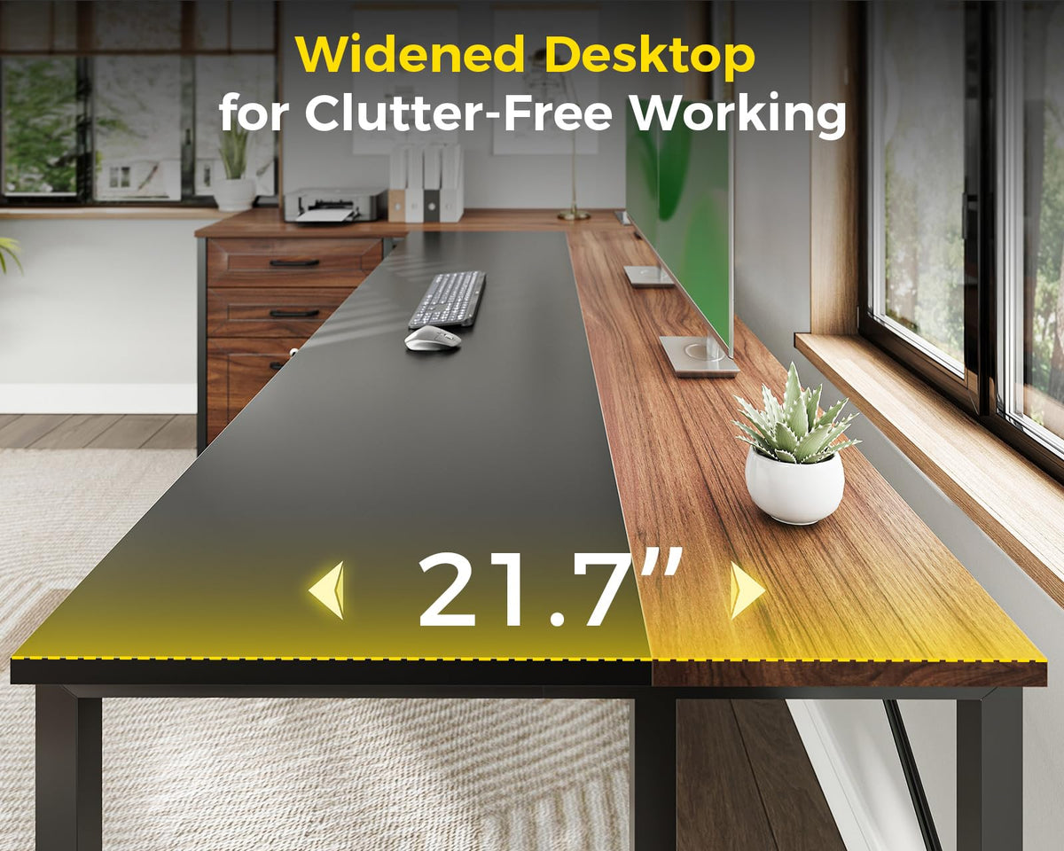 61" L Shaped Office Desk with Wood Drawers U460950
