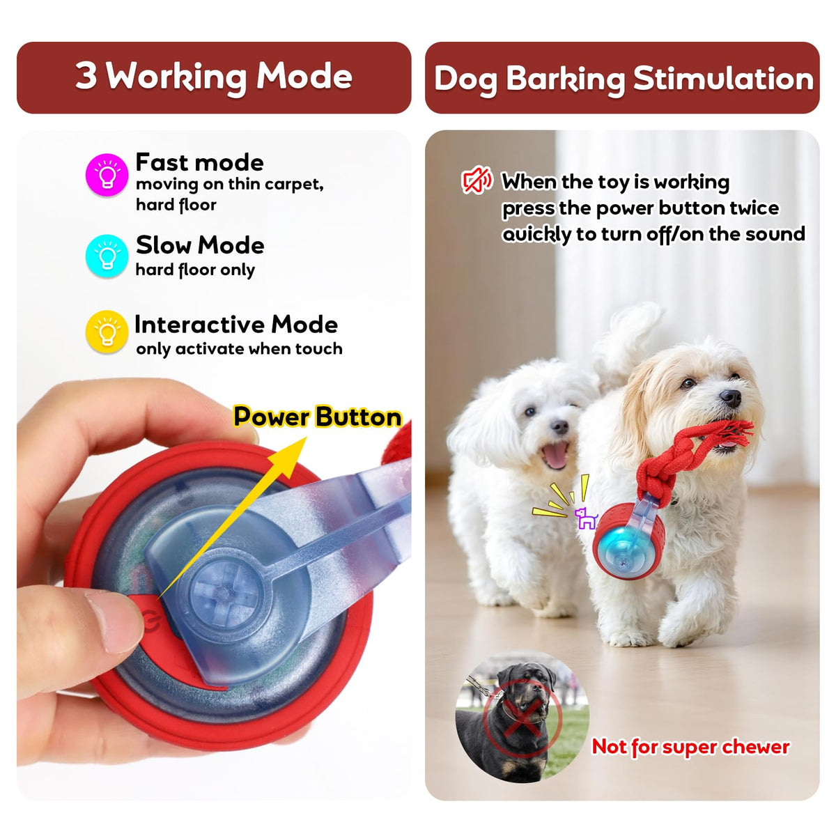 Interactive Rolling Dog Toys with Rope W319136
