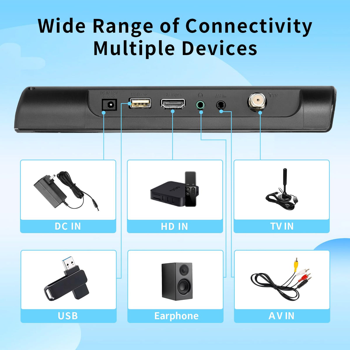 12” Portable Flat Screen TV with Digital Tuner T314