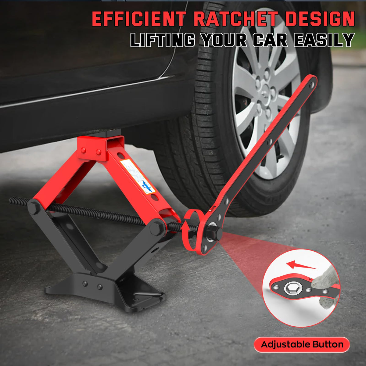 3 Ton Heavy Duty Scissor Jack with Ratchet Wrench J539852