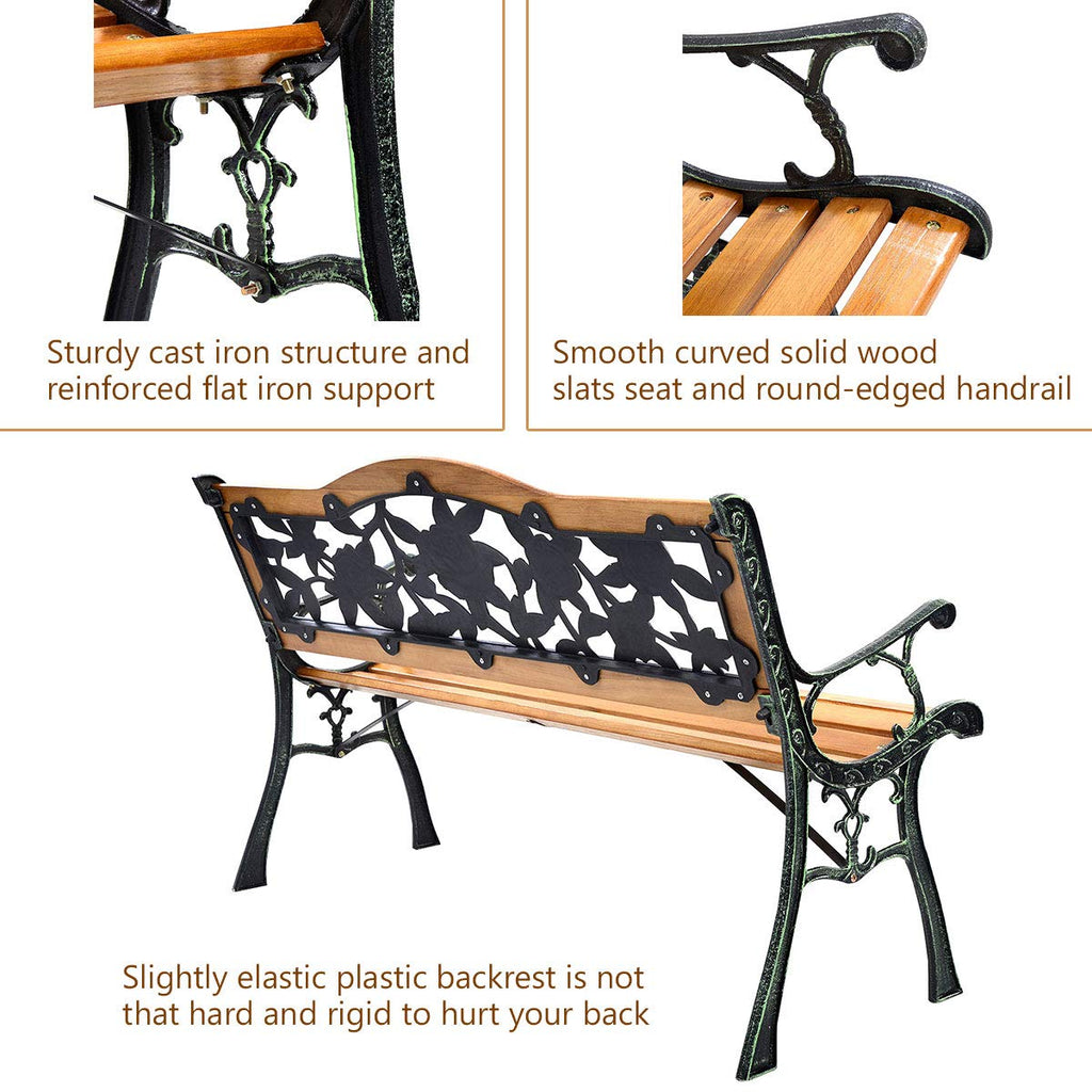 50 Inch Hardwood Frame Patio Bench I377535
