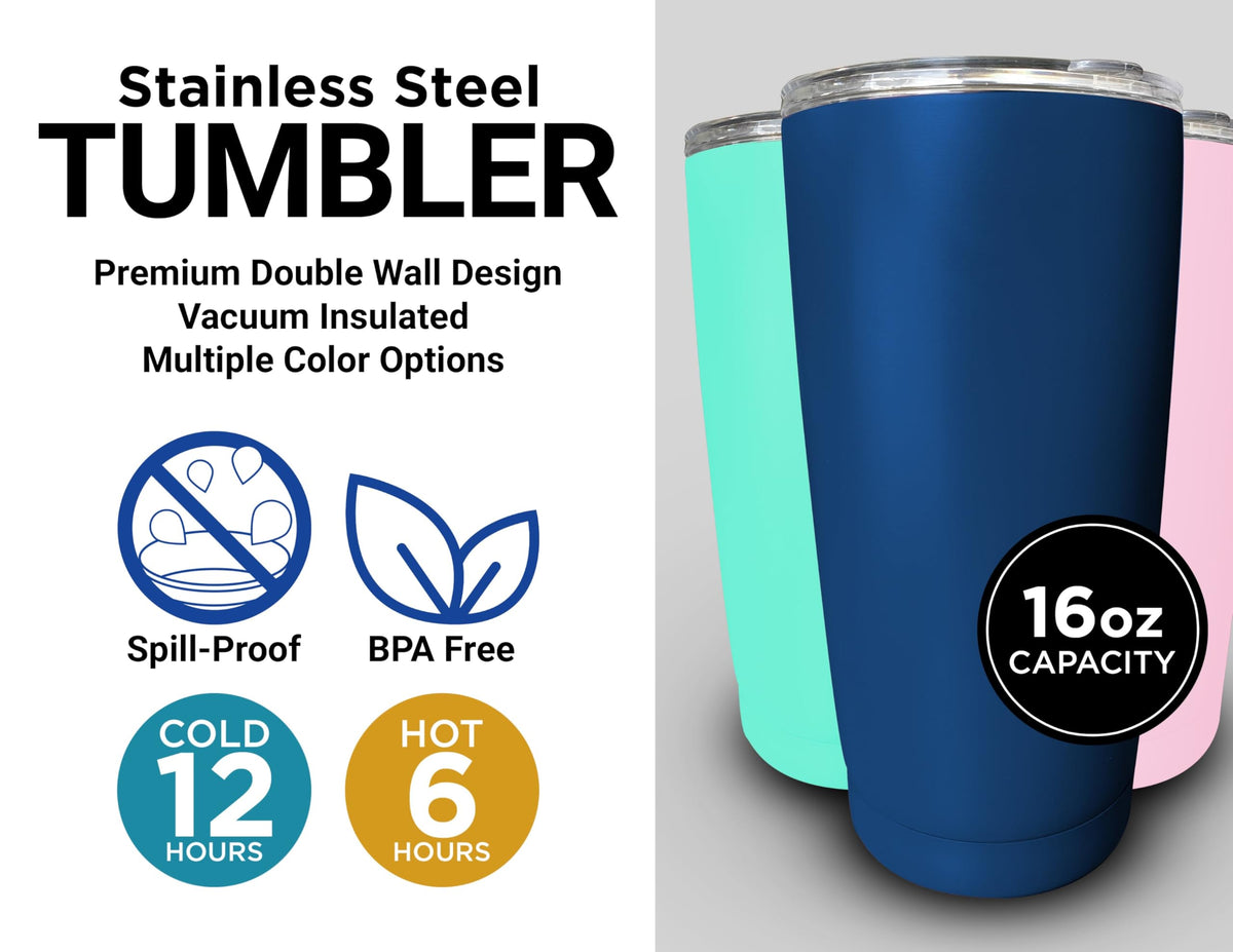 16 oz Insulated Stainless Steel Tumblers 2 Pack Black M35300