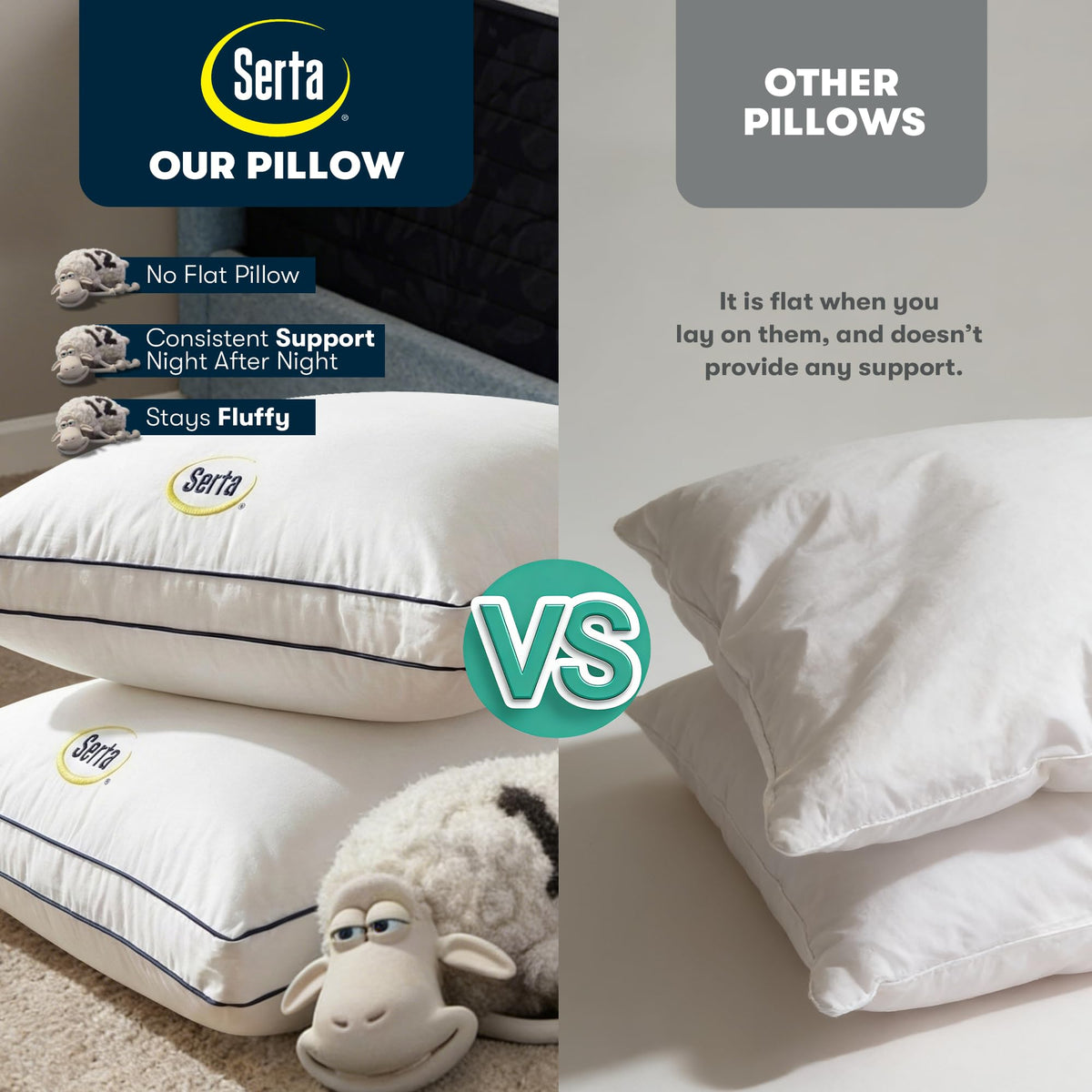 Queen Size Set of 2 Bed Pillows S857