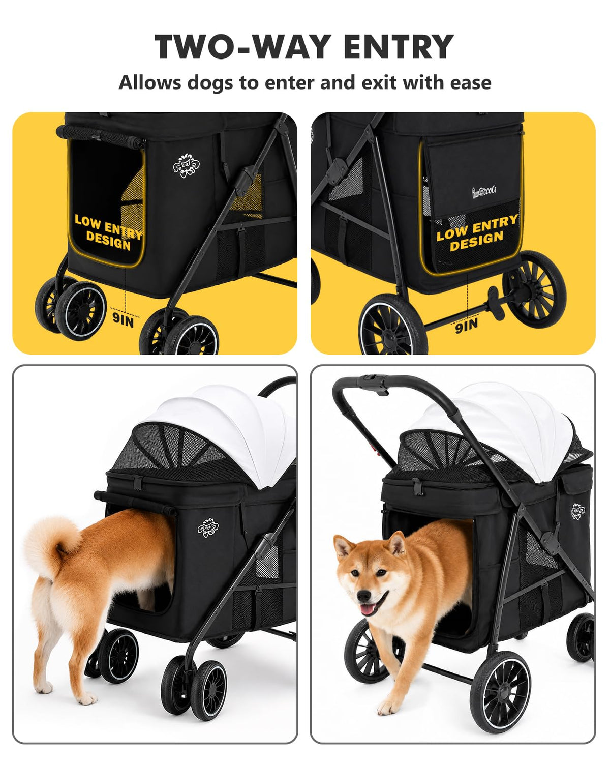 Black Foldable Dog Stroller T38868