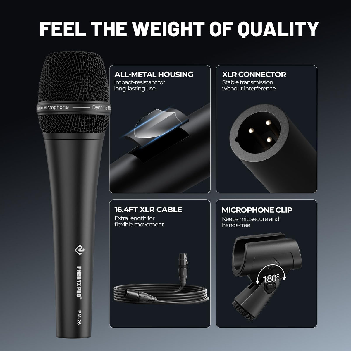 Supercardioid Dynamic Vocal Microphone with XLR Cable I633