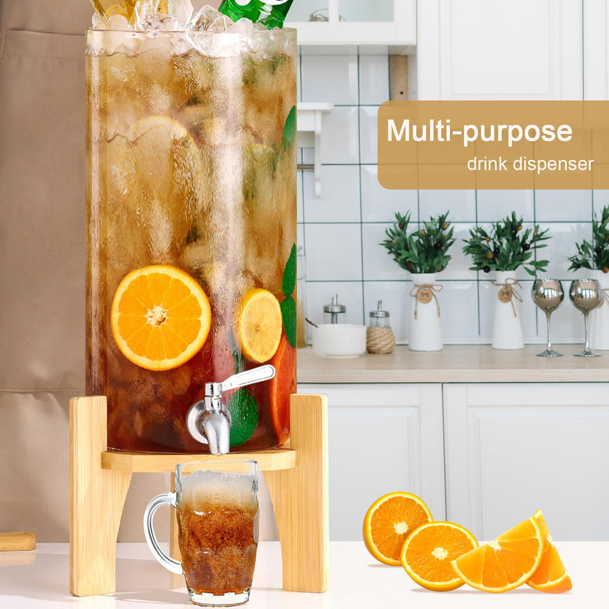 3 Gallon Glass Drink Dispenser with Spigot O67618