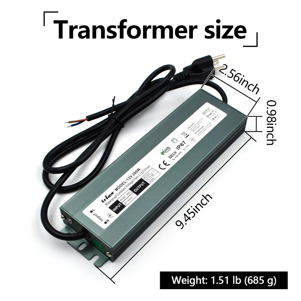 2 Pack 12V 200W Waterproof IP67 LED Driver V934321