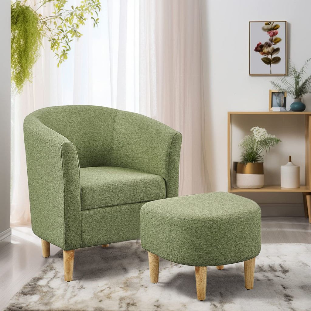 Green Accent Chair with Ottoman K5039