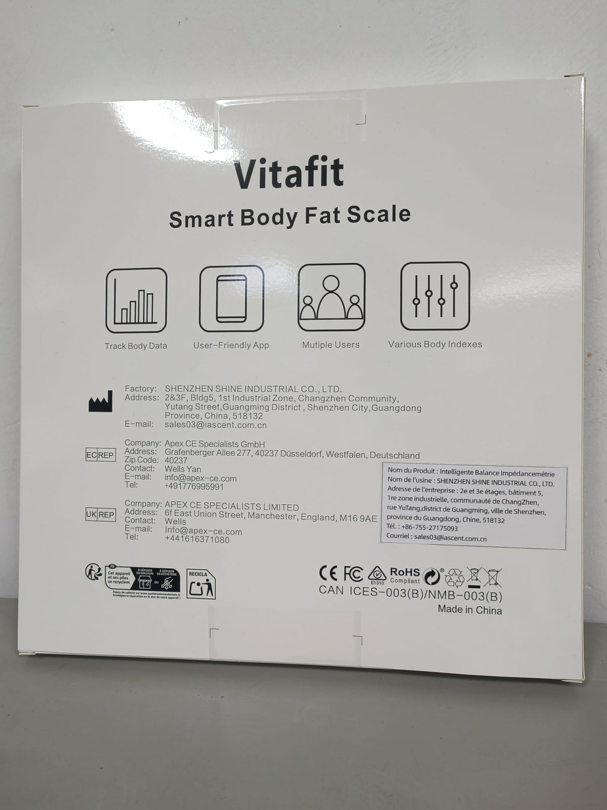 Smart Weight Scale with BMI Body Fat and Muscle, 400lb, Black I358847