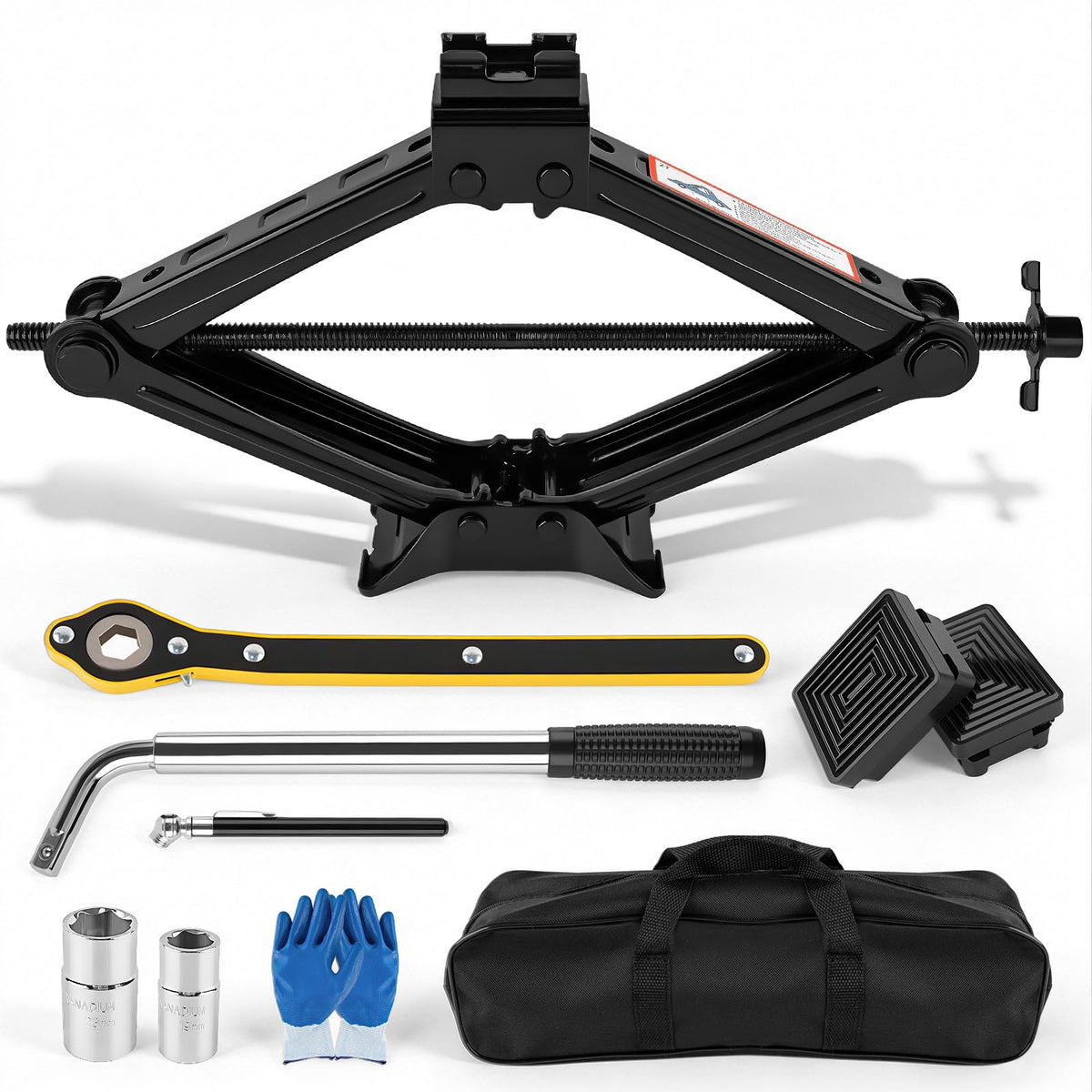 2 Ton Scissor Jack with 2 Rubber Pads P3644