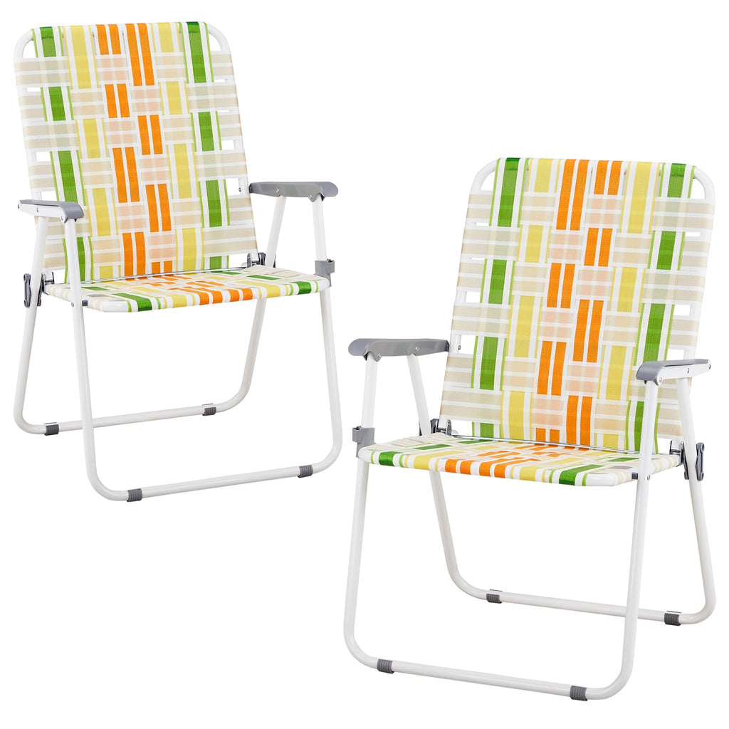 2 Pcs Lightweight Folding Beach Chairs with Armrests Q8802