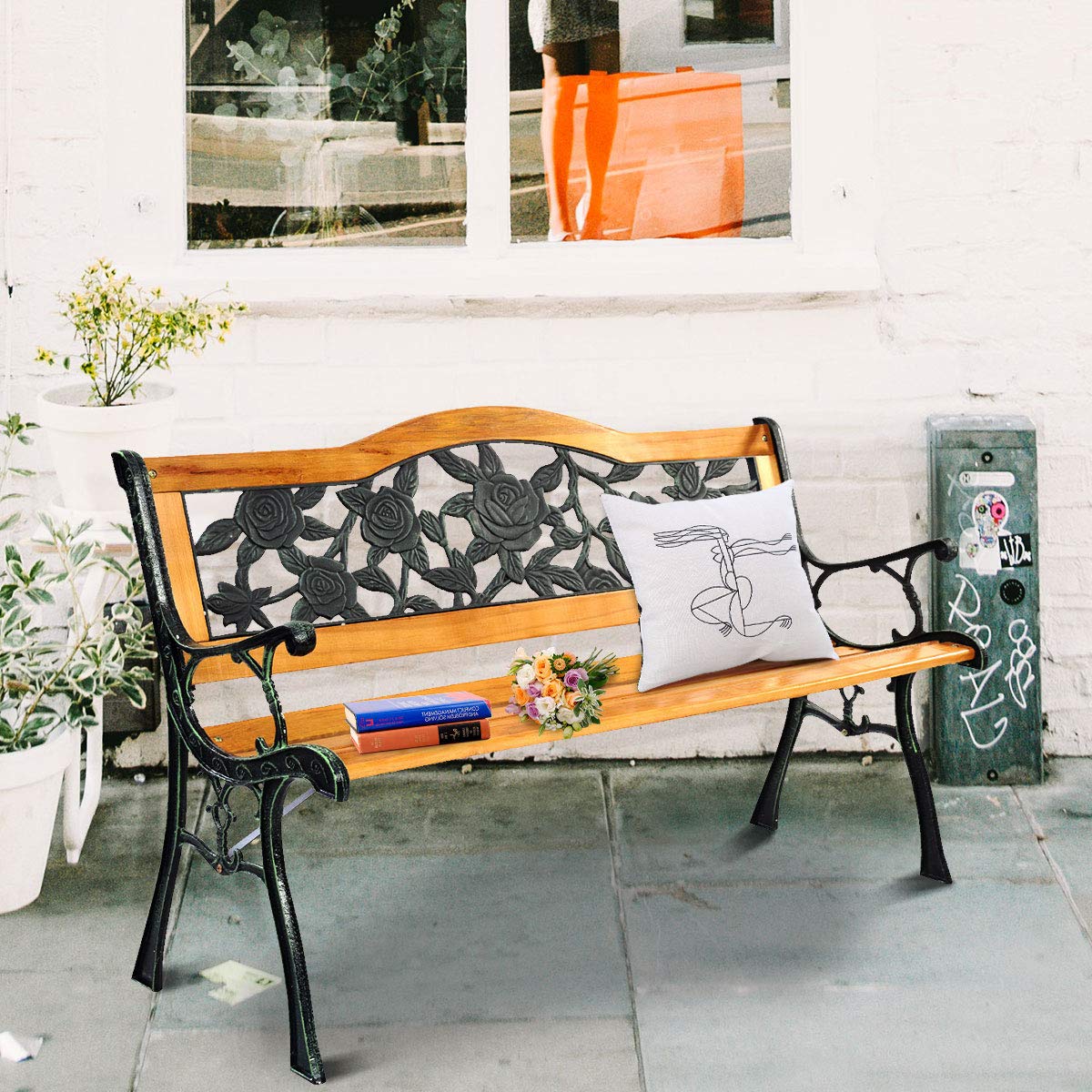 50 Inch Hardwood Frame Patio Bench I377535