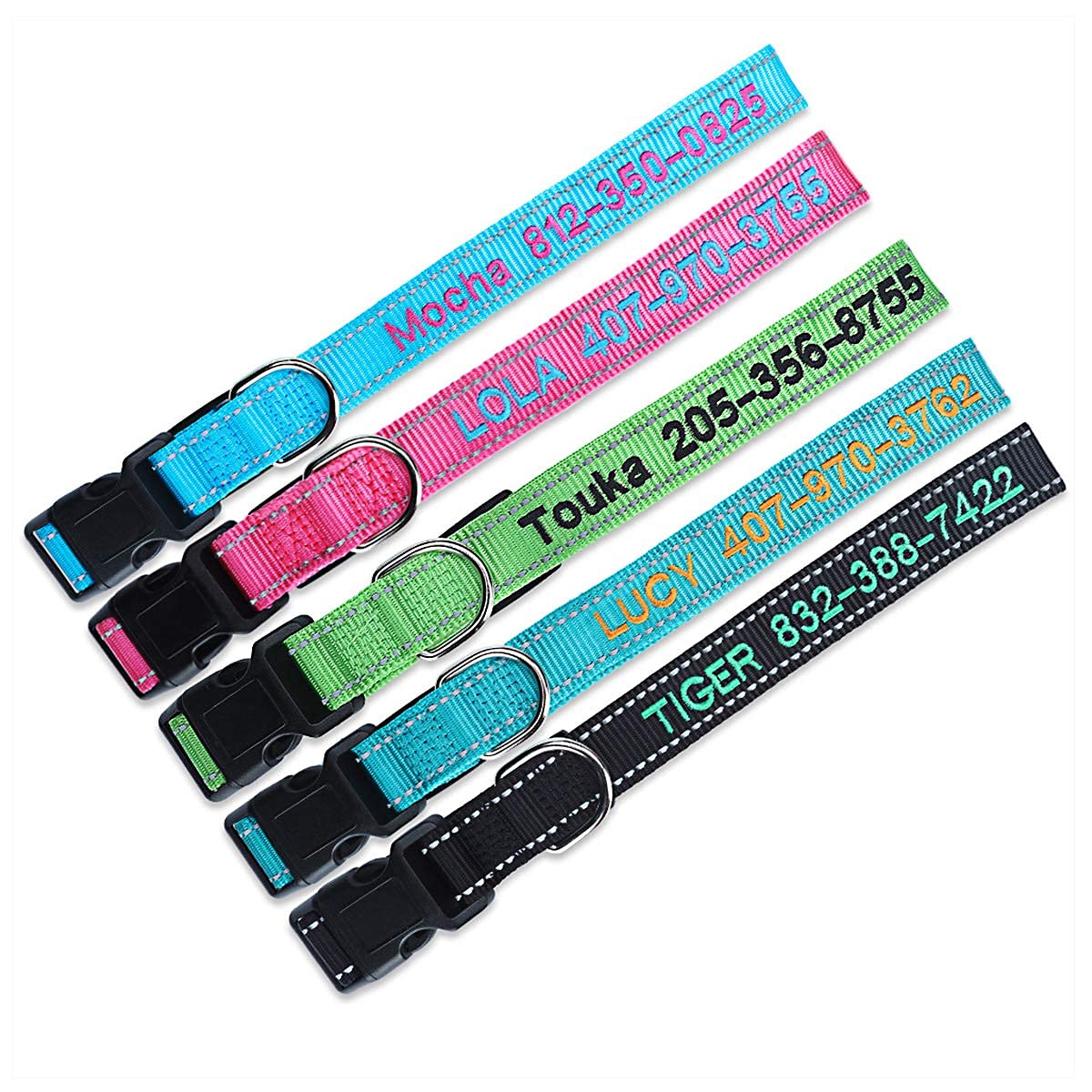Personalized Dog Collar, 4 Adjustable Sizes Quick Release Buckle and D-Ring X5497