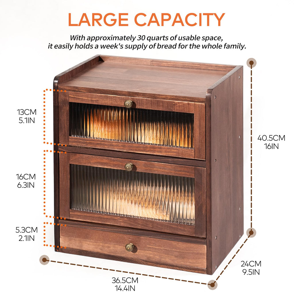 Wood Bread Box with Cutlery Drawer I2008