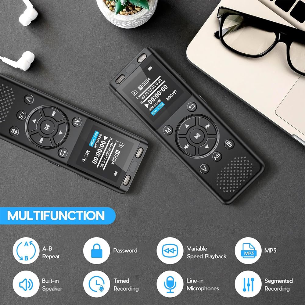 64GB Digital Voice Recorder with Playback E7213
