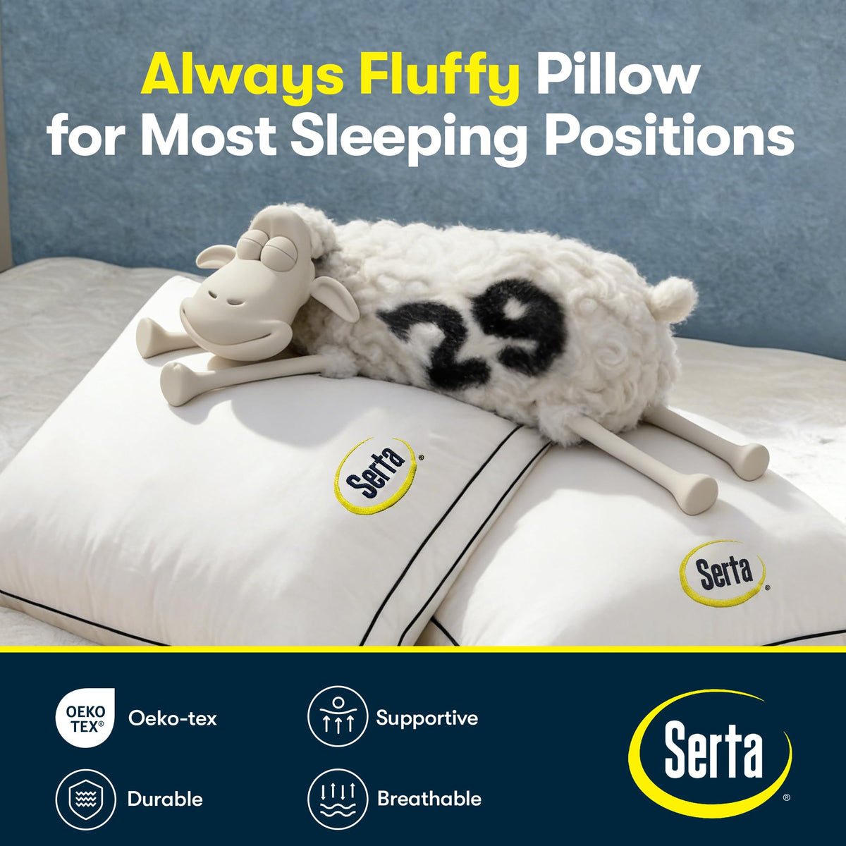 Queen Size Set of 2 Bed Pillows S857