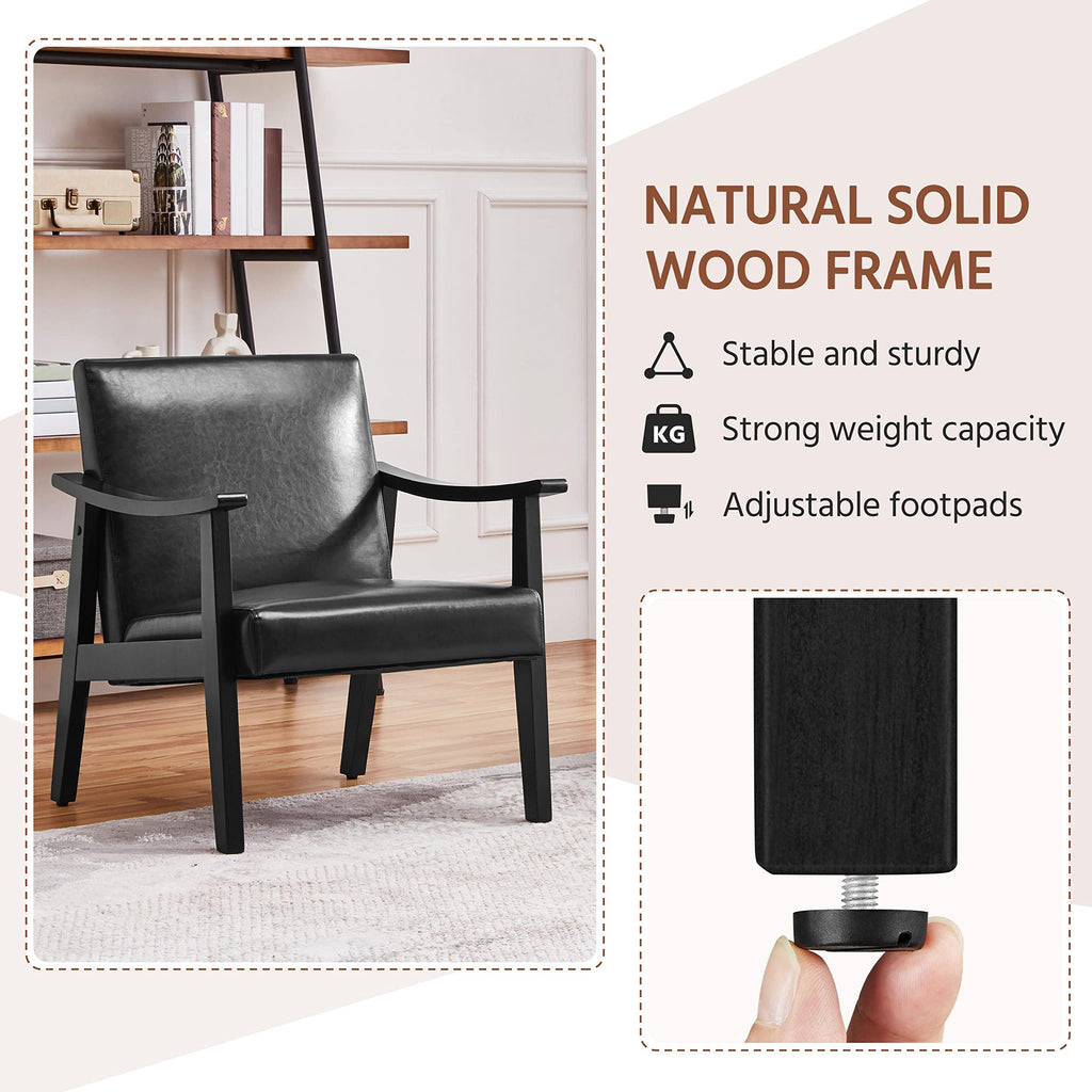 Black Faux Leather Accent Chairs Y734