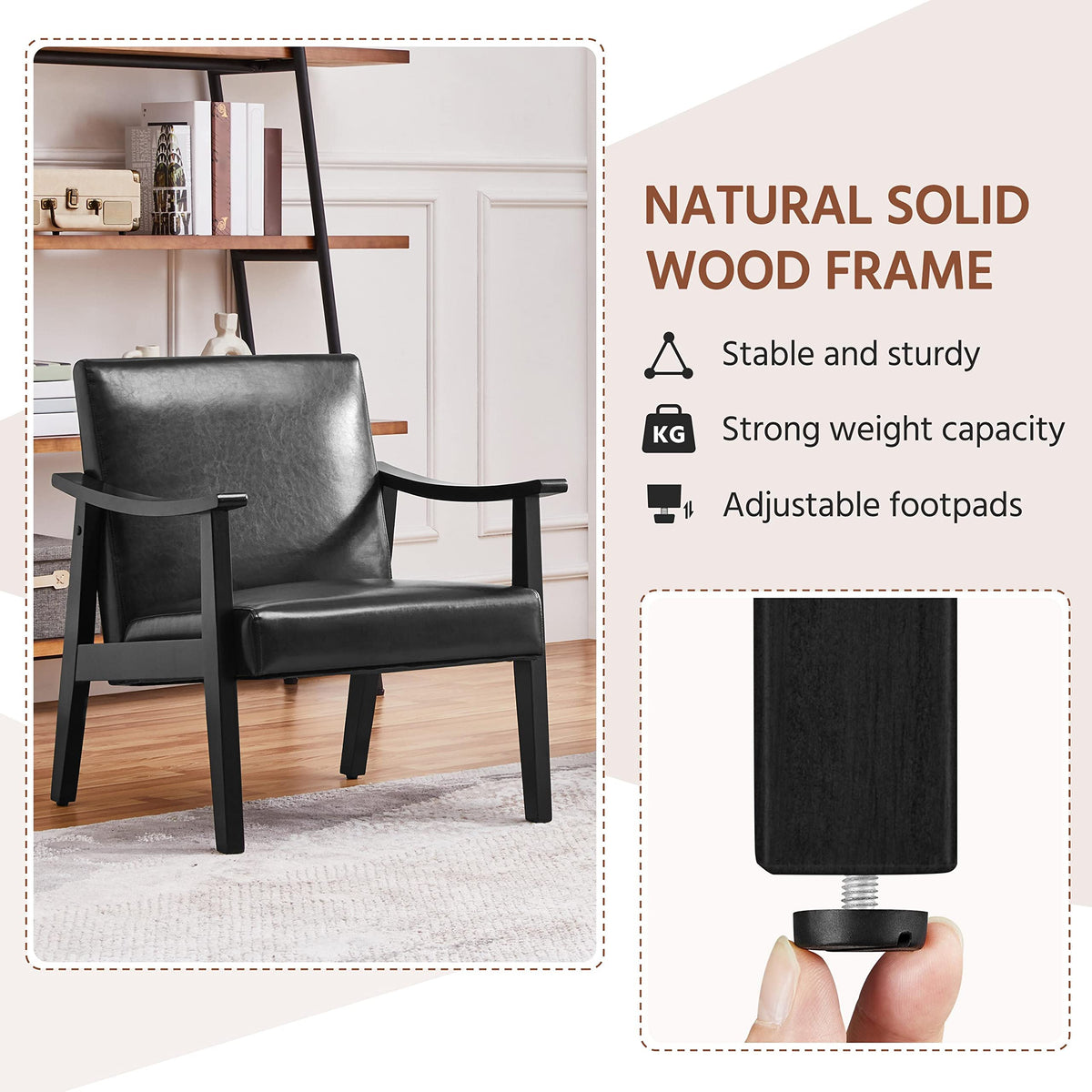 Black Faux Leather Accent Chairs Y734