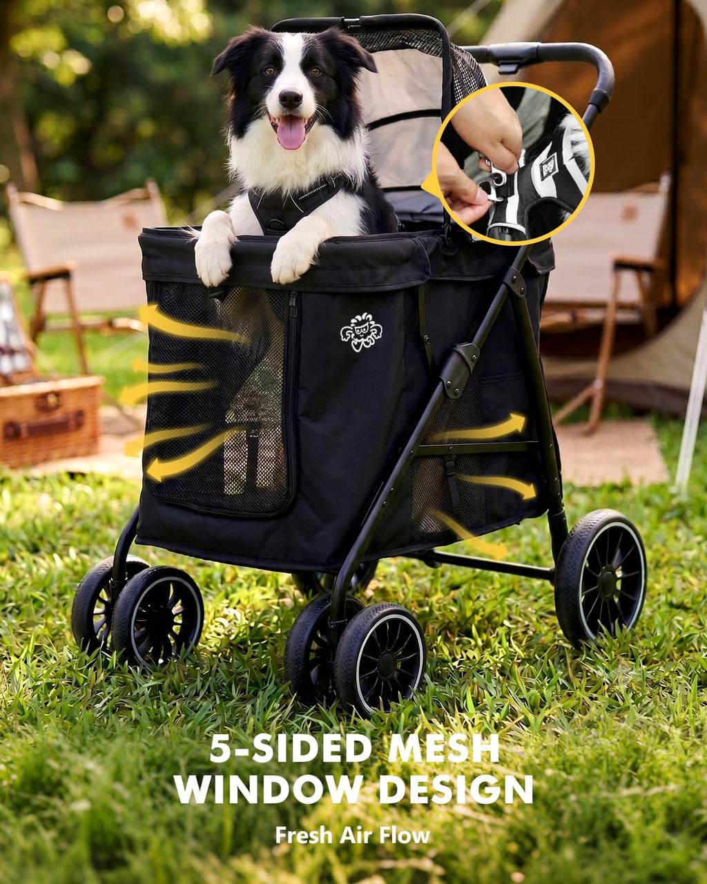 Black Foldable Dog Stroller T38868