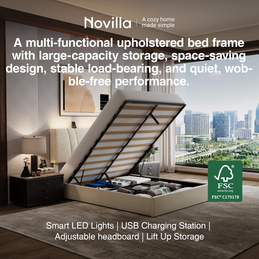 White Queen Lift Up Storage Bed Frame D48741
