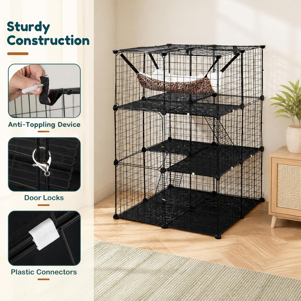 3-Tier Cat Cages Indoor X8033