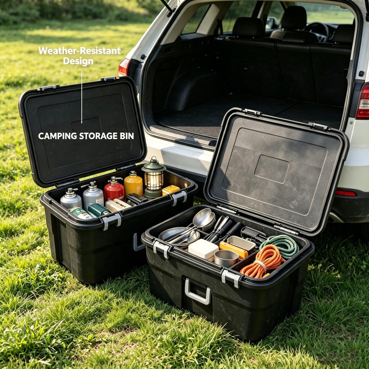 2 Pack 22 Gallon Black Wheeled Lockable Plastic Storage Trunk C9121