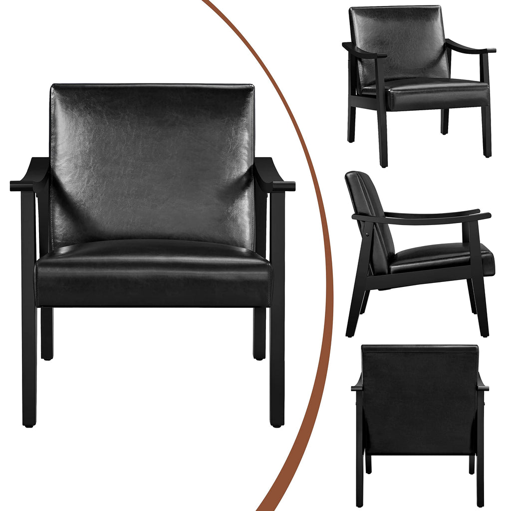 Black Faux Leather Accent Chairs Y734