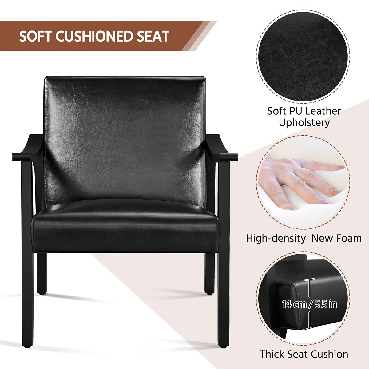 Black Faux Leather Accent Chairs Y734