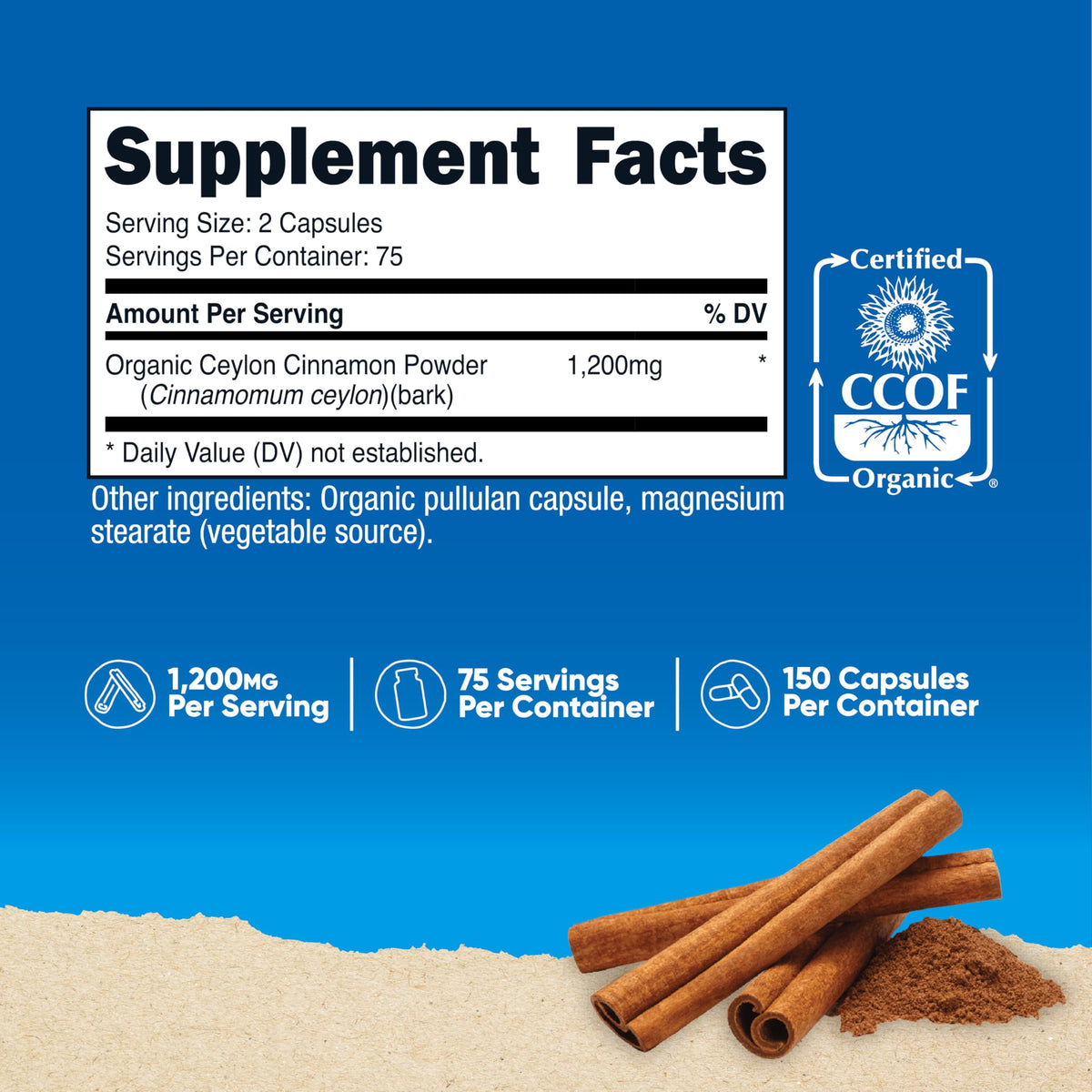 Cinnamon 1,200mg 150 Capsules S91725