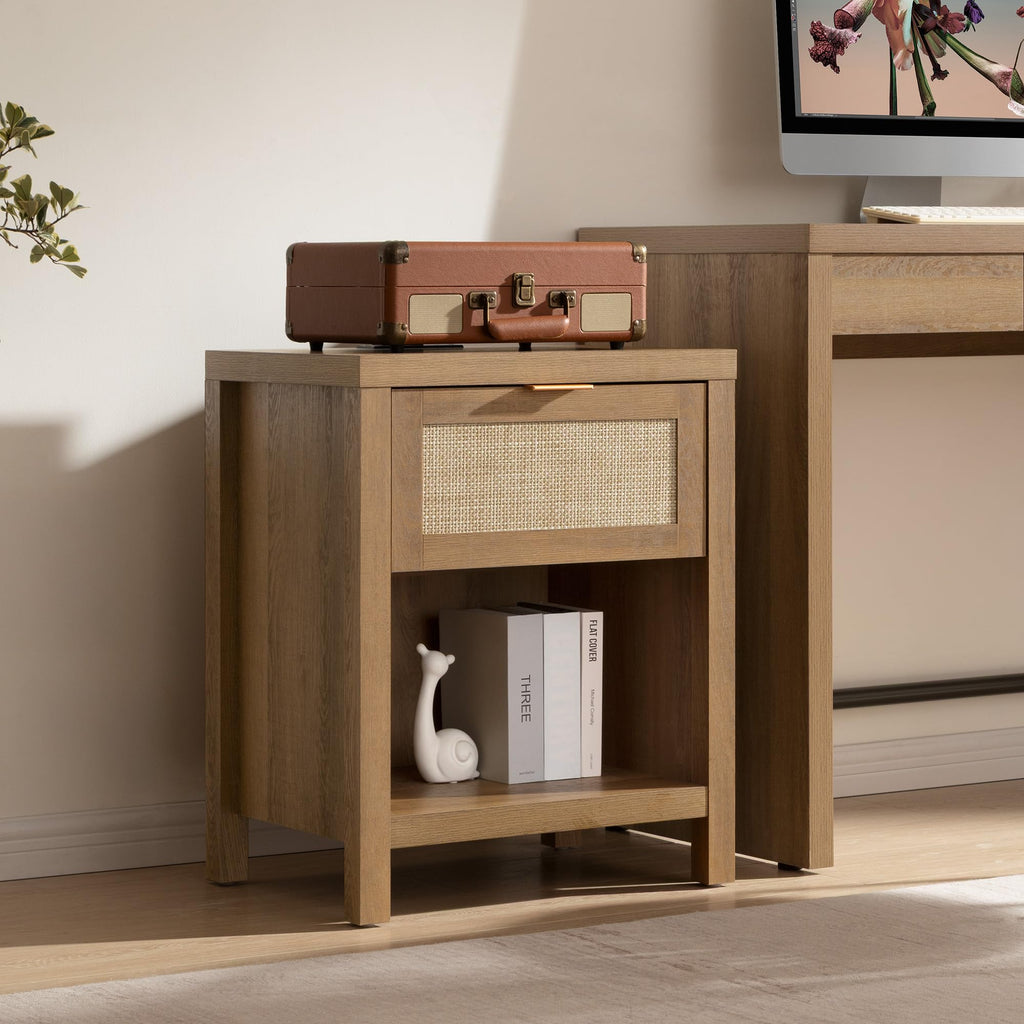 Rattan Night Stand with Charging Station Q268659