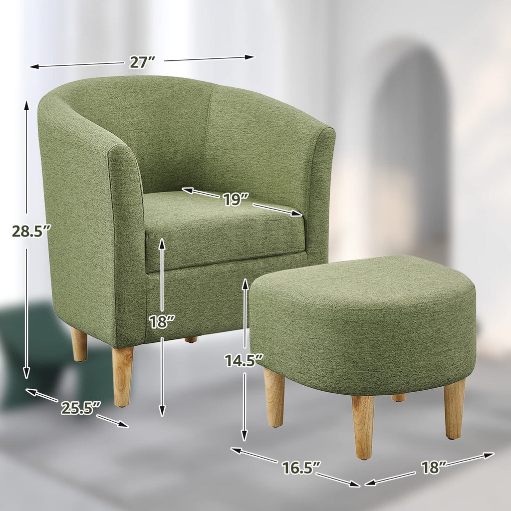 Green Accent Chair with Ottoman K5039