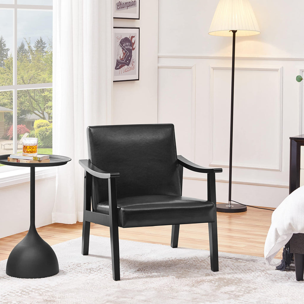 Black Faux Leather Accent Chairs Y734