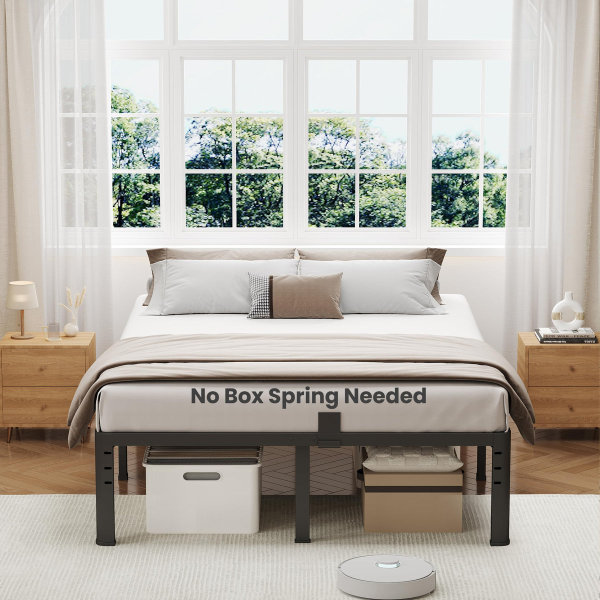 18 Inch Queen Size Metal Platform Bed Frame P232