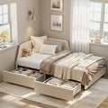 Twin Corner Daybed with 2 Drawers and Headboard, Beige D1583