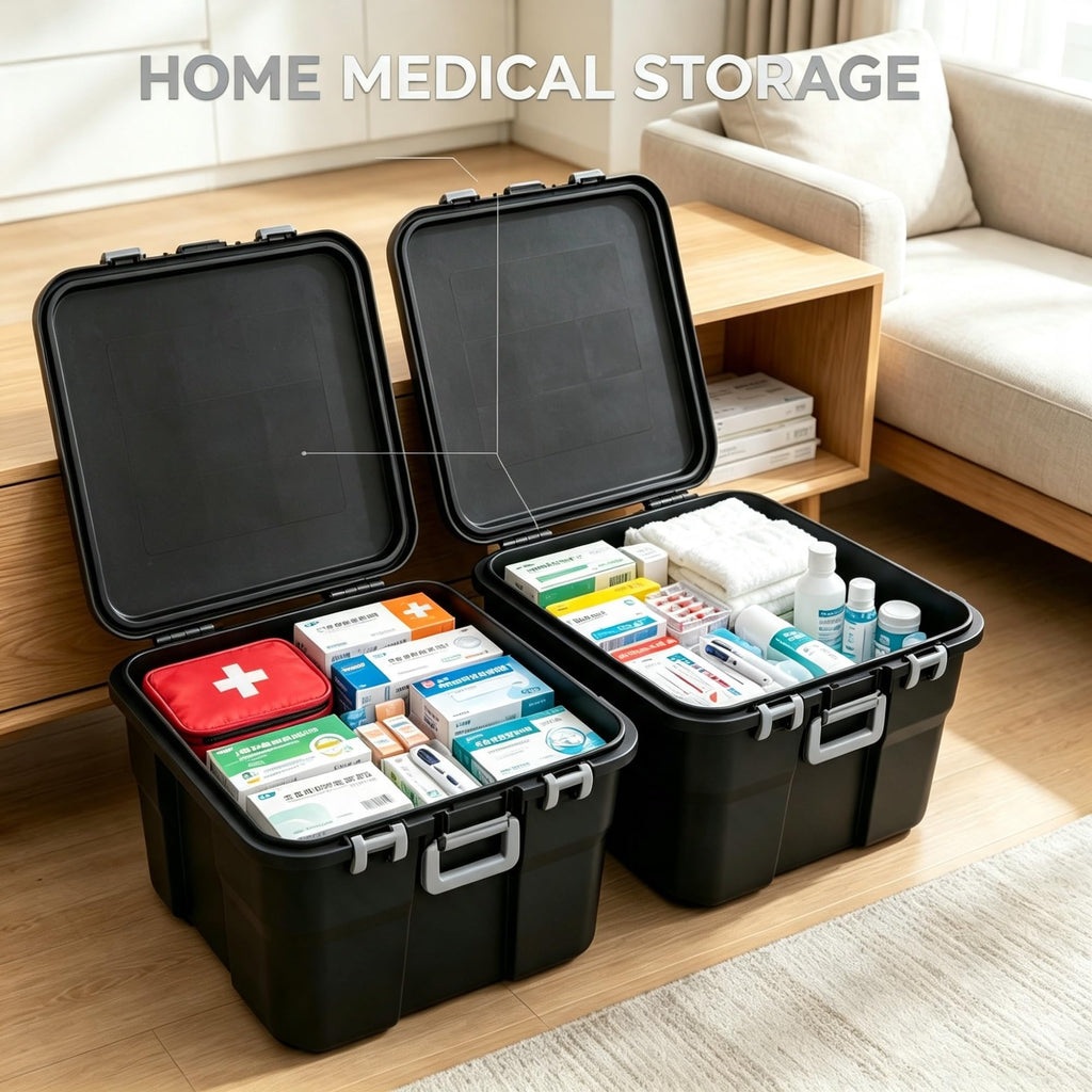 2 Pack 22 Gallon Black Wheeled Lockable Plastic Storage Trunk C9121