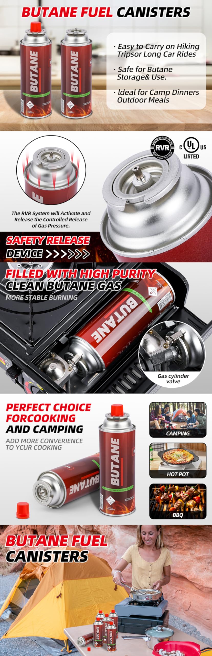 12 Pack 8oz Butane Fuel Cylinders D767