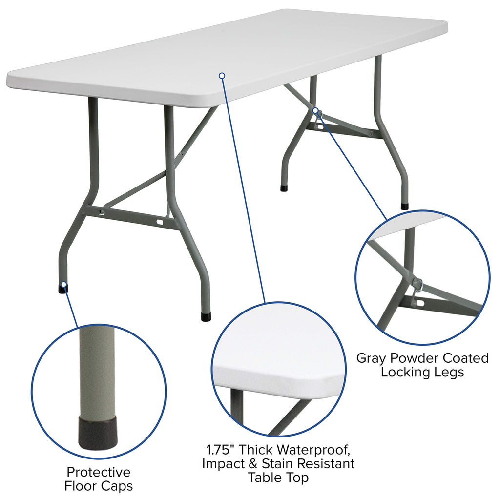 6-Foot White Plastic Folding Table M434525