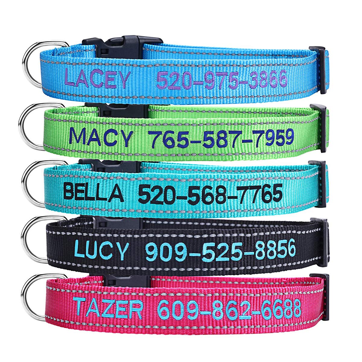 Personalized Dog Collar, 4 Adjustable Sizes Quick Release Buckle and D-Ring X5497