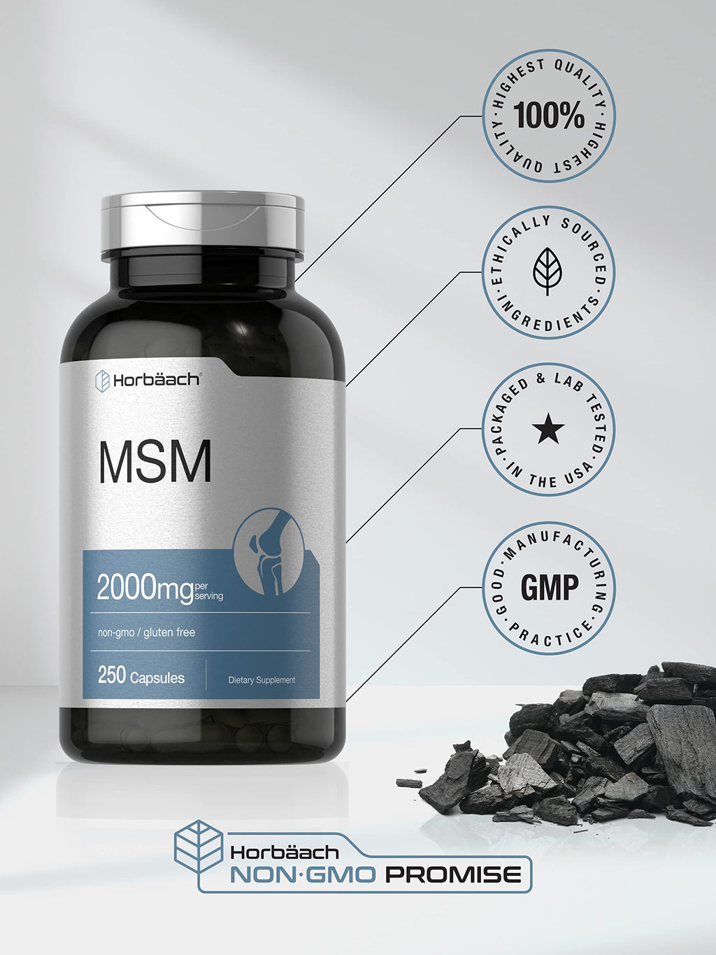 MSM Methylsulfonylmethane 2000mg 250 Capsules T1779