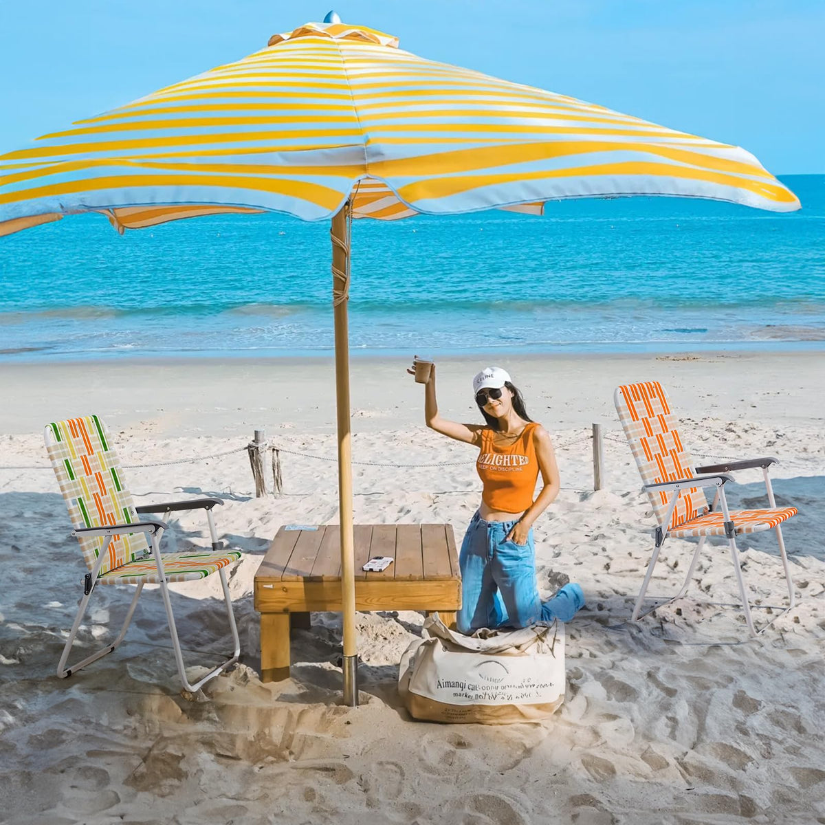 2 Pcs Lightweight Folding Beach Chairs with Armrests Q8802