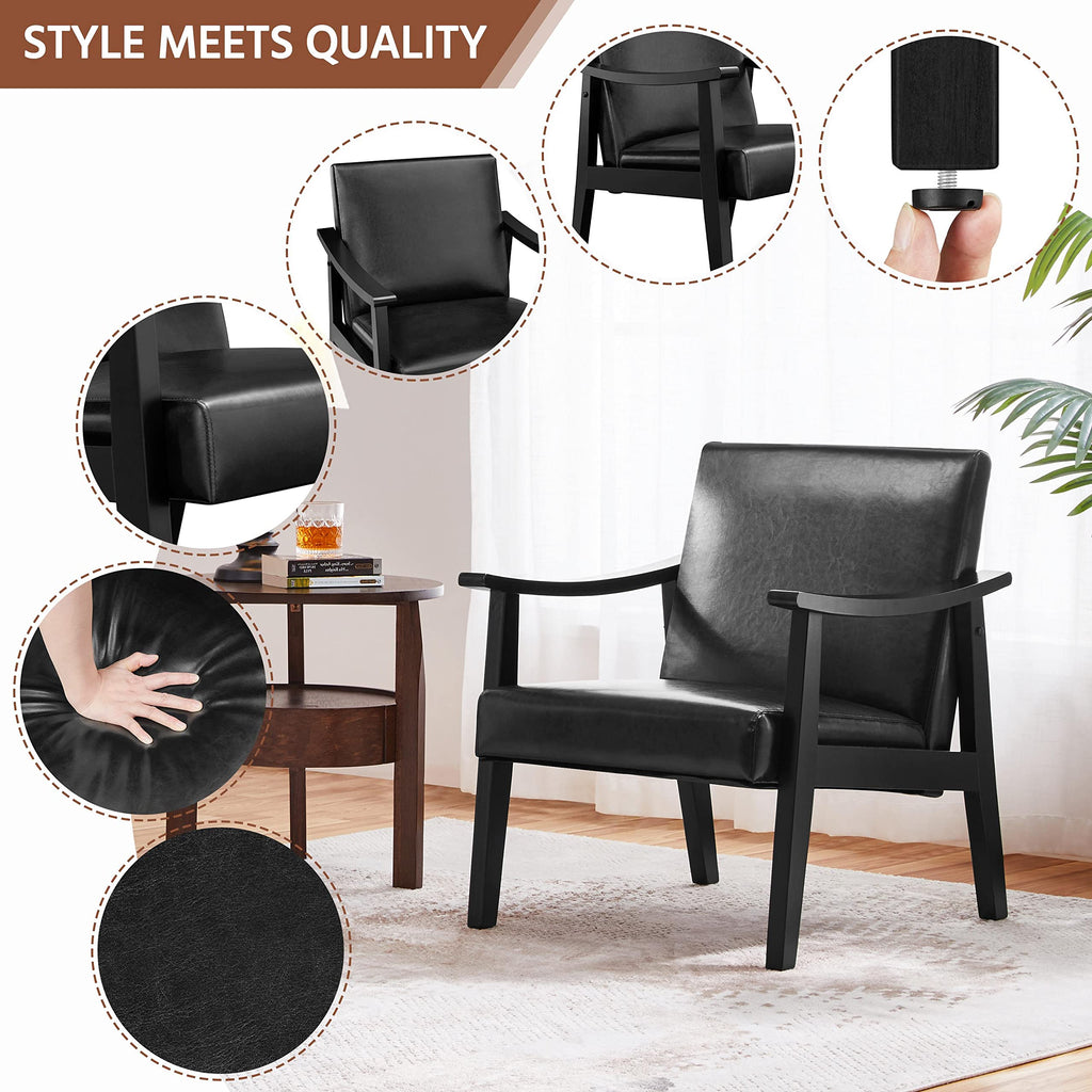 Black Faux Leather Accent Chairs Y734