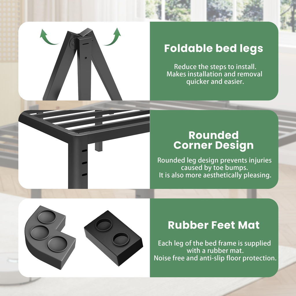 18 Inch Queen Size Metal Platform Bed Frame P232