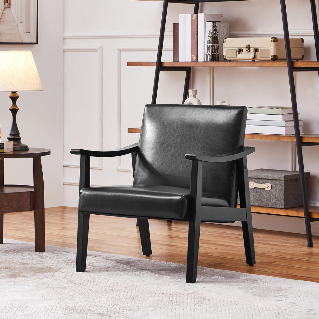 Black Faux Leather Accent Chairs Y734