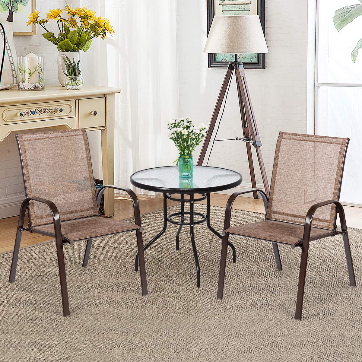 2 Piece Outdoor Patio Chairs with Breathable Fabric C26229