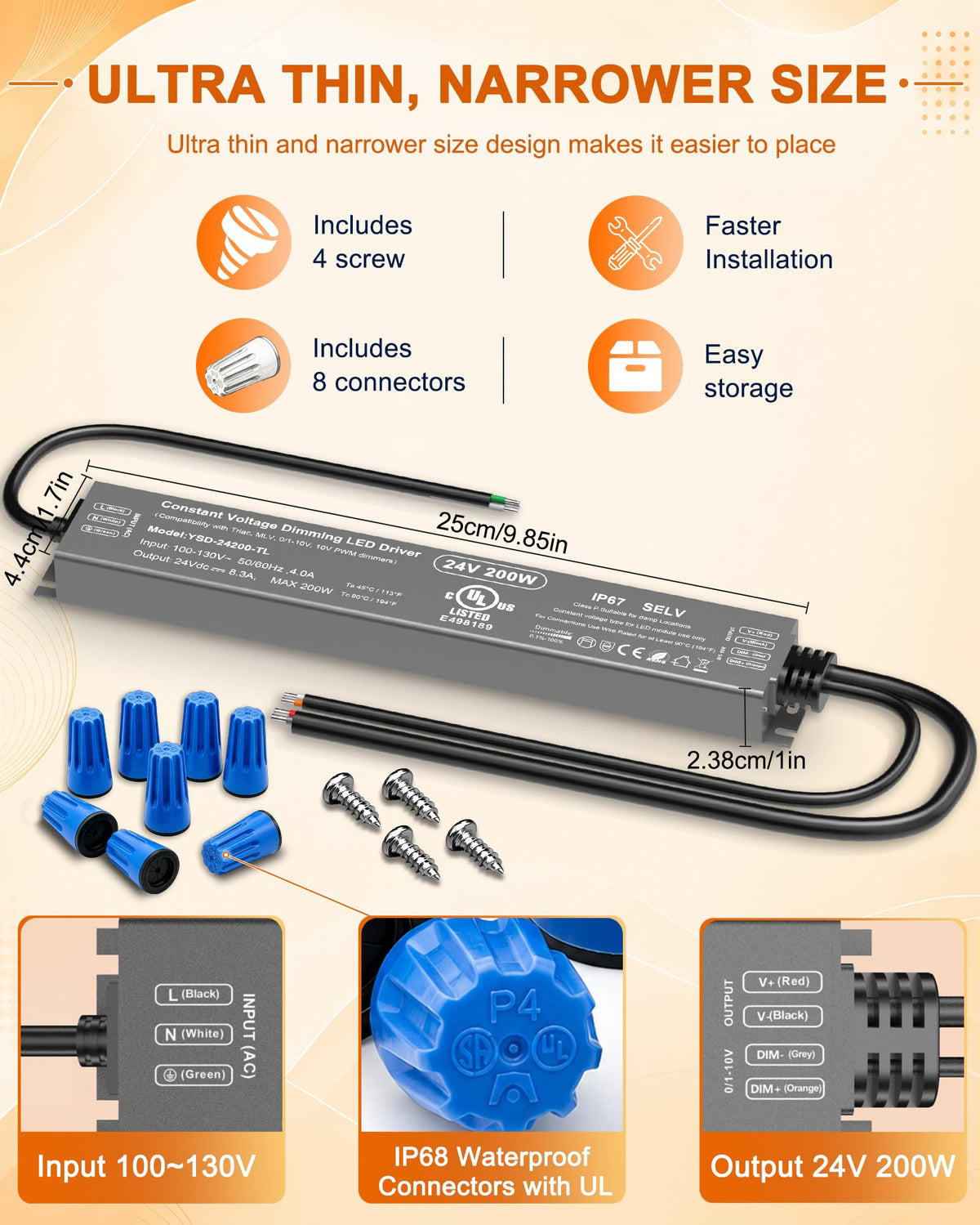 200W 24V Dimmable LED Driver T877