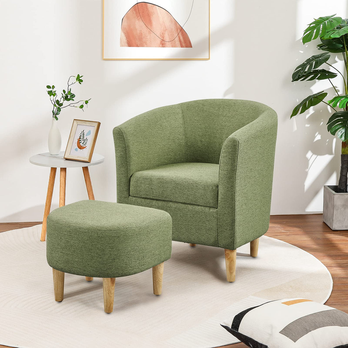 Green Accent Chair with Ottoman K5039