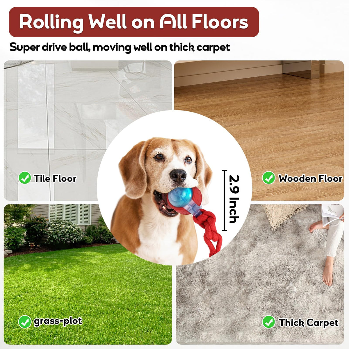 Interactive Rolling Dog Toys with Rope W319136
